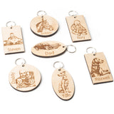 wood personalised keyring