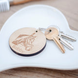 wood personalised keyring