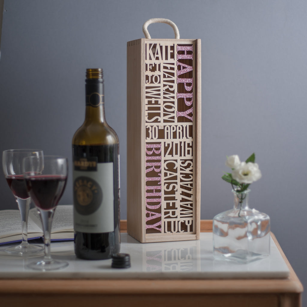 Bespoke Celebratory Bottle Box (add your own 10 words)