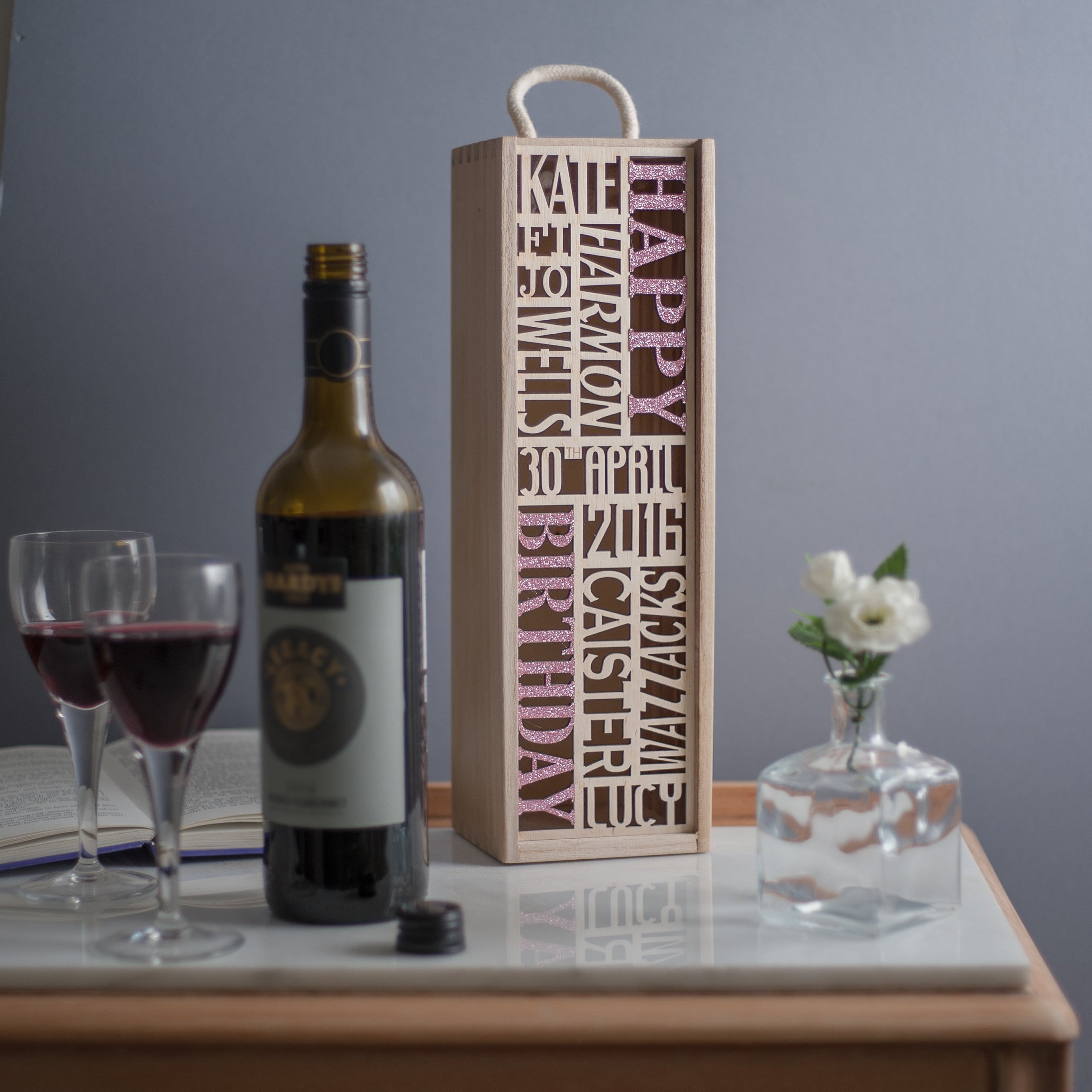 Bespoke Celebratory Bottle Box (add your own 10 words)
