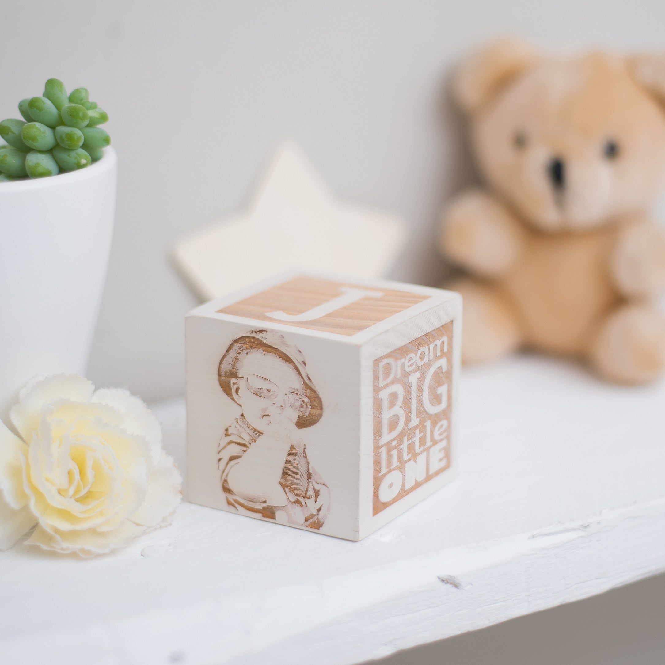 Building Block with own photo, initial & PERSONAL MESSAGE