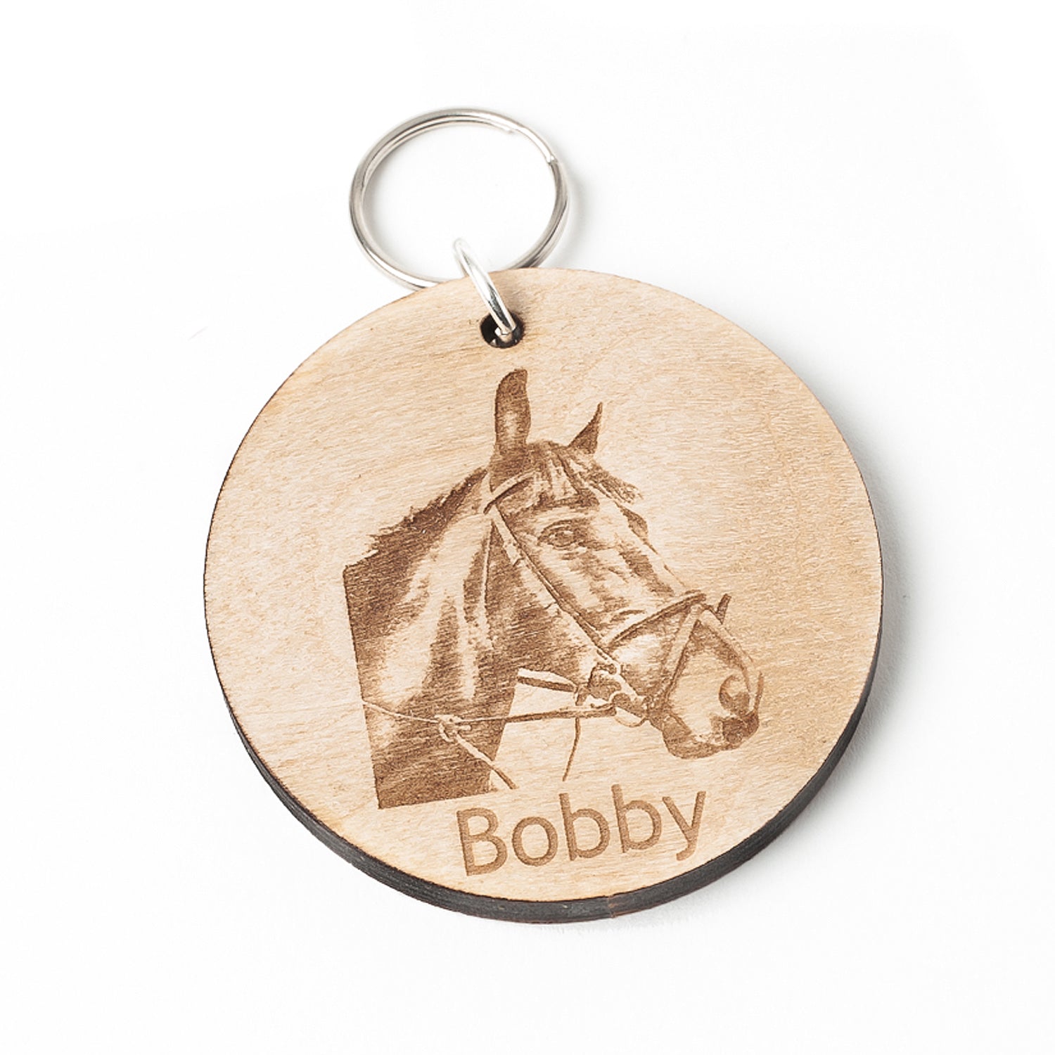 wood personalised keyring