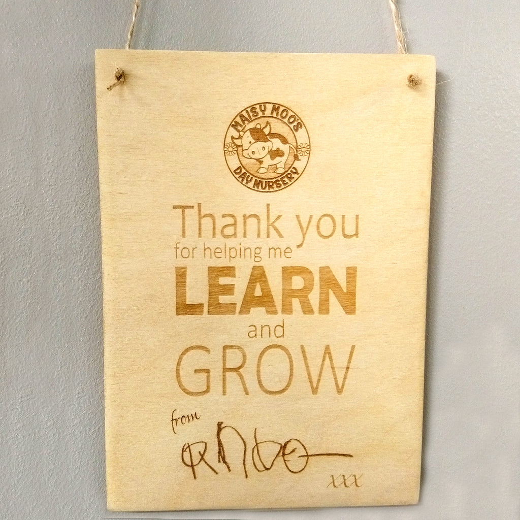 Personalised 'Thank you...' wooden hanging plaque
