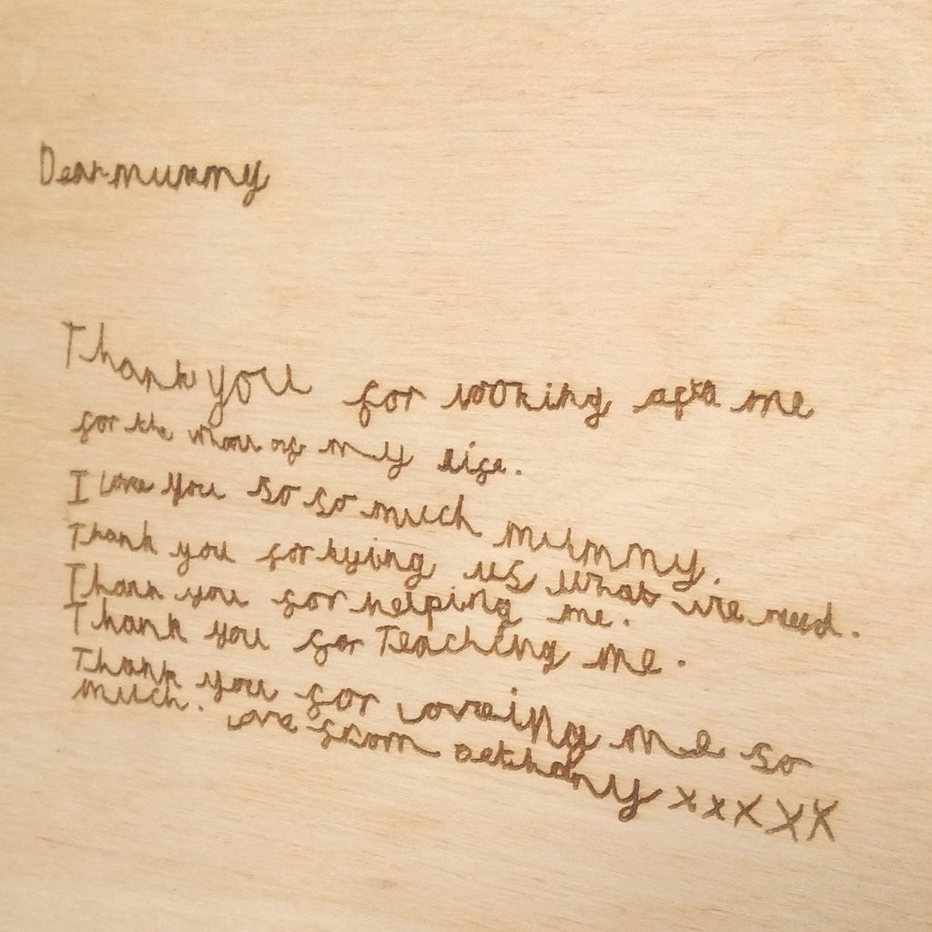 Bespoke Photo frame with Child's writing engraved