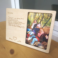 Bespoke Photo frame with Child's writing engraved